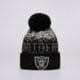 Vyriška kepurė NEW ERA NFL LAS VEGAS RAIDERS POM BEANIE HAT OAKLAND RAIDERS 12122720 spalva juoda