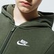 Vaikiškas džemperis NIKE DŽEMPERIS UŽSEGAMAS SU GOBTUVU SPORTSWEAR bv3699-325 spalva rusvai žalsva