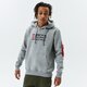 Vyriškas džemperis ALPHA INDUSTRIES DŽEMPERIS SU GOBTUVU ALPHA BLOCK LOGO HOODY 118338-17 spalva pilka