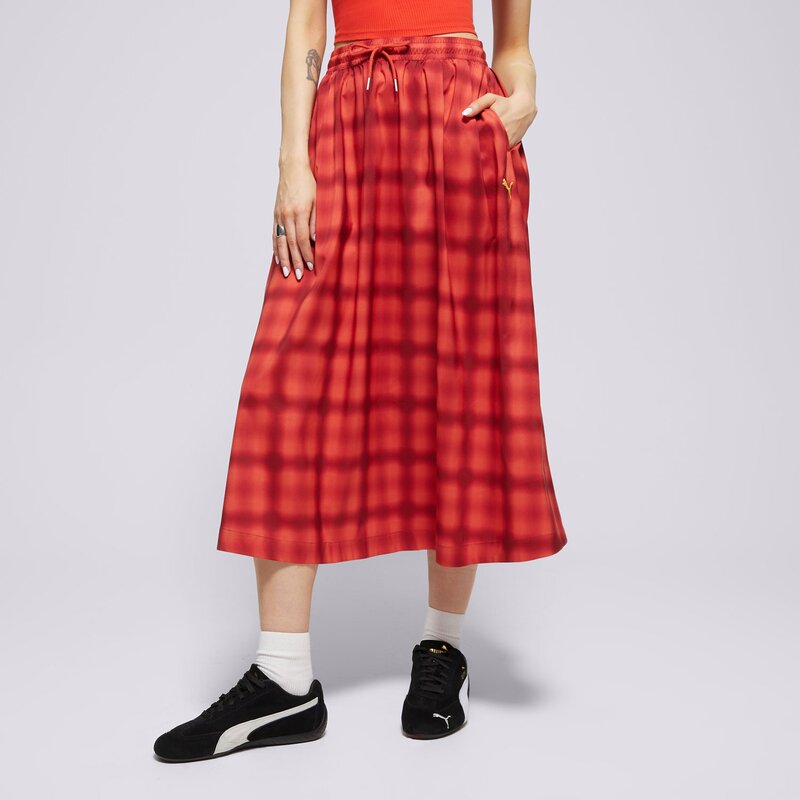 PUMA SIJONAS WOVEN MIDI AOP PLEATED SKIRT