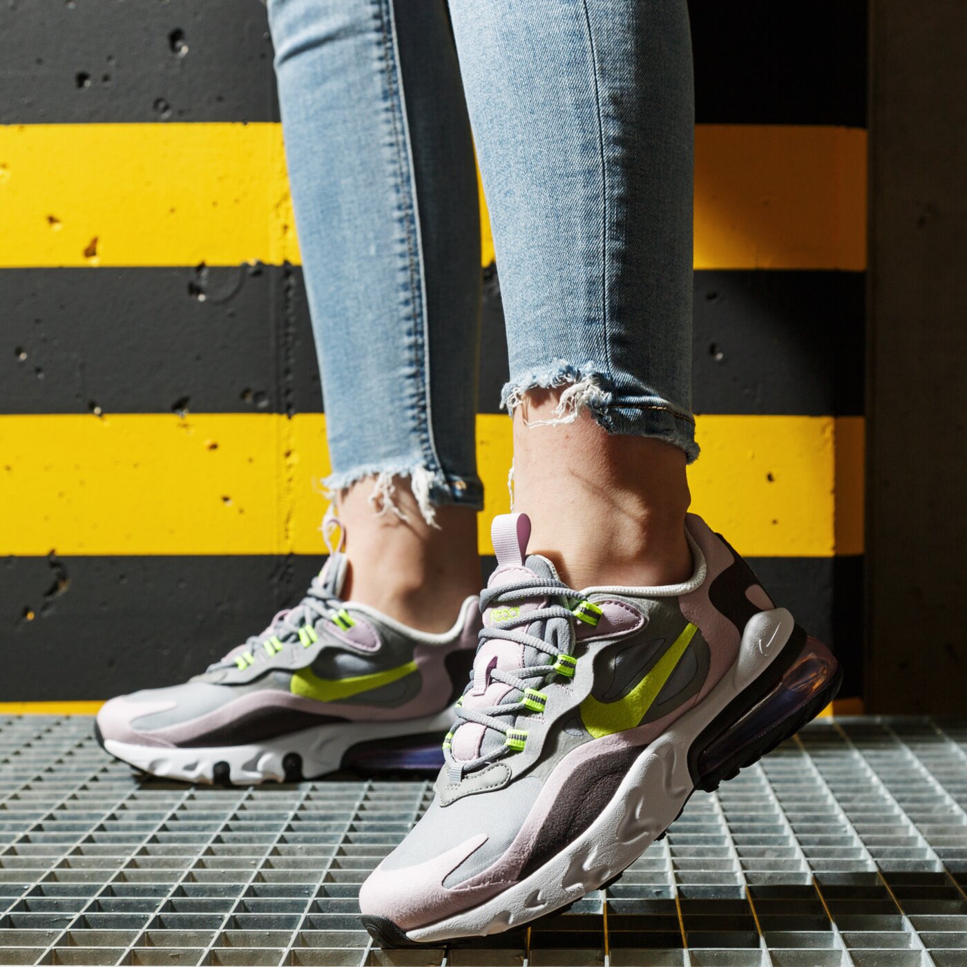 Nike Air Max 270 React GS Lemon Venom Particle Grey Black BQ0103-010 - SepRun